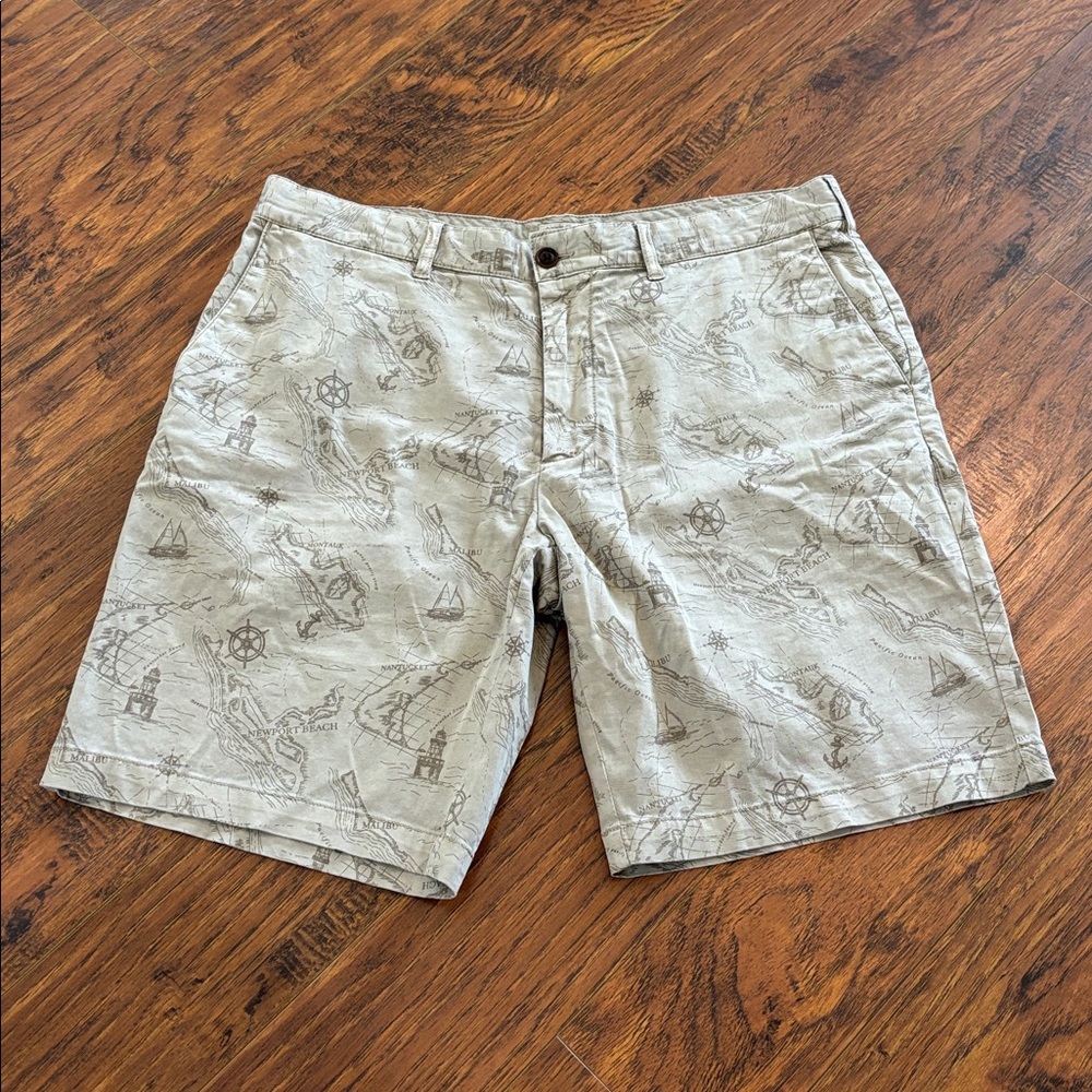 Faherty mens khaki tan beige All Day shorts 7" inseam size 34